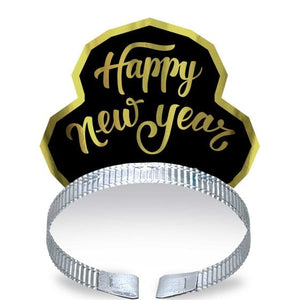 Hats & Headwear - Halos, Crown & Tiara Happy New Year Black & Gold Tiara's 50pk