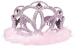 Hats & Headwear - Halos, Crown & Tiara Iridescent Tiara with Pink Feathers Marabou Each