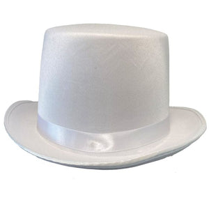 Hats & Headwear - Hats & Helmets Satin Look White Top Hat