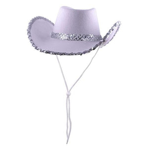 Hats & Headwear - Hats & Helmets White Sequins Cowboy Hat