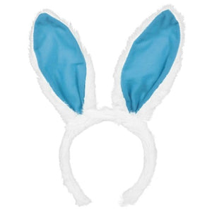 Hats & Headwear - Headbands & Boppers Easter Bunny Fabric Blue & White Ears 27cm x 12cm Each