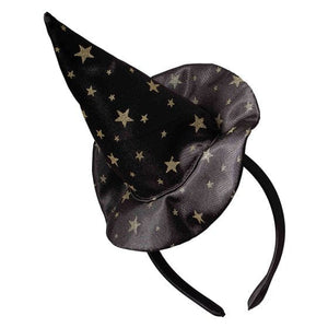 Hats & Headwear - Headbands & Boppers Fancy Dress Black & Gold Star Witch Hat Headband