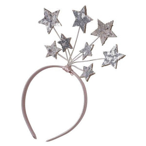 Hats & Headwear - Headbands & Boppers Fancy Dress Pink & Silver Sequin Star Headband