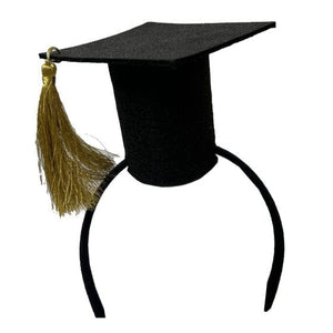 Hats & Headwear - Headbands & Boppers Graduation Black & Gold Fabric Mortarboard Headband Each