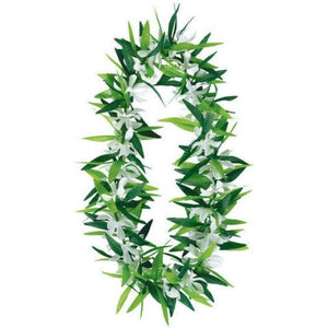 Hula Green Leaf with Flower Leis 101cm Each