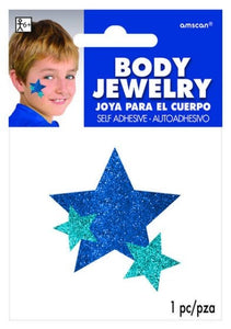 Jewellery Blue Glitter Star Body Jewelry Team Spirit 12.7cm x 8.8cm Each