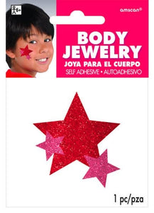 Jewellery Red Glitter Star Body Jewelry Team Spirit 12.7cm x 8.8cm Each