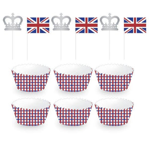 Tableware - Cupcake Stand & Cases Patriotic British Cupcake Cases & Picks Set FSC 12pk