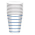 Bright Royal Blue HC Stripe Paper Cups 266ml 8pk