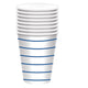 Tableware - Cups Bright Royal Blue Stripes Paper Cups FSC 266ml 8pk