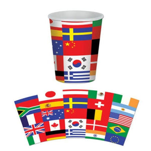 Tableware - Cups International Flags Paper Cups 266ml 8pk