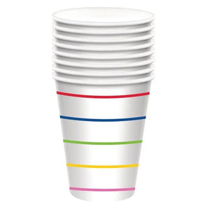 Tableware - Cups Rainbow HC Stripe Paper Cups FSC 266ml 8pk