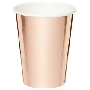 Tableware - Cups Rose Gold Paper Cups 250ml 8pk