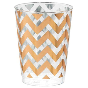 Tableware - Cups Rose Gold Premium Chevron Tumbler 295ml 20pk