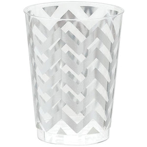 Tableware - Cups Silver Premium Chevron Tumbler 295ml 20pk