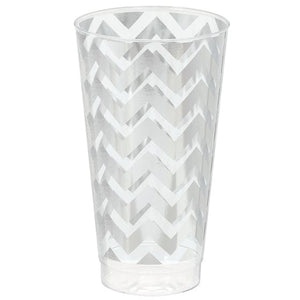 Tableware - Cups Silver Premium Chevron Tumblers 473ml 16pk