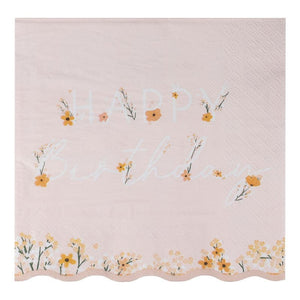 Tableware - Napkins Birthday Bloom Floral Birthday Napkins 17.5cm x 17.5cm 16pk