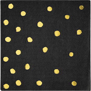 Tableware - Napkins Black Velvet & Gold Foil Dots Beverage Napkins 25cm x 25cm 16k