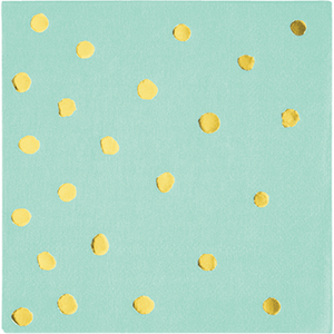 Tableware - Napkins Fresh Mint & Gold Foil Dots Beverage Napkins 16pk