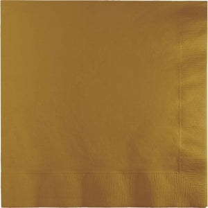 Tableware - Napkins Gold Beverage Napkins 25cm x 25cm 50pk