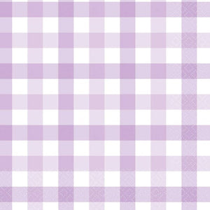 Tableware - Napkins Pastel Purple Gingham Lunch Napkin FSC 16pk