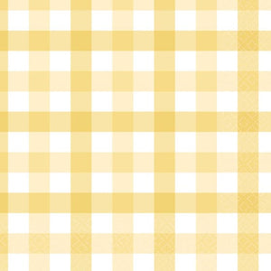 Tableware - Napkins Pastel Yellow Gingham Lunch Napkin FSC 16pk