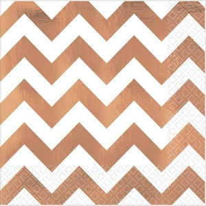 Tableware - Napkins Rose Gold Premium Chevron Hot-Stamped Lunch Napkins 33cm x 33cm 16pk