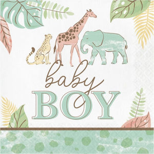 Tableware - Napkins Safari Baby Boy Lunch Napkin 16pk