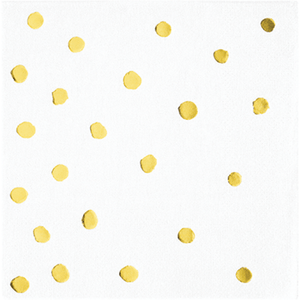 Tableware - Napkins White & Gold Foil Dots Beverage Napkins 25cm x 25cm 16pk