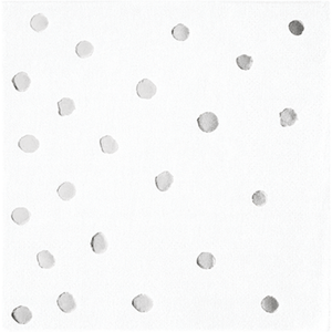 Tableware - Napkins White & Silver Foil Dots Beverage Napkins 16pk