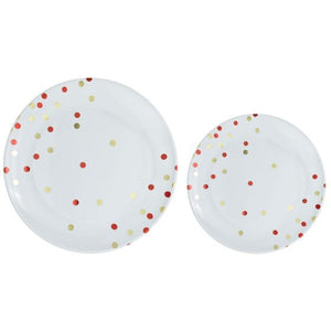 Tableware - Plates Apple Red Dots Hot Stamped Premium Plastic Plates 20pk