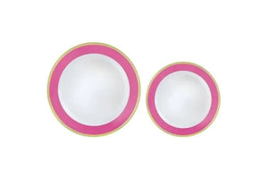 Tableware - Plates Bright Pink Border Hot Stamped Premium Plastic Plates 20pk