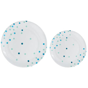 Tableware - Plates Caribbean Blue Dots Hot Stamped Premium Plastic Plates 20pk