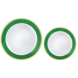 Tableware - Plates Festive Green Bordered Hot Stamped Premium Plastic Plates 20pk