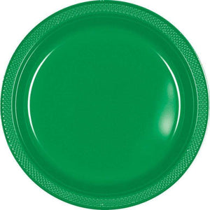 Tableware - Plates Festive Green Round Plastic Plates 26cm 20pk