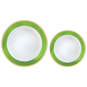 Tableware - Plates Kiwi Green Border Hot Stamped Premium Plastic Plates 20pk