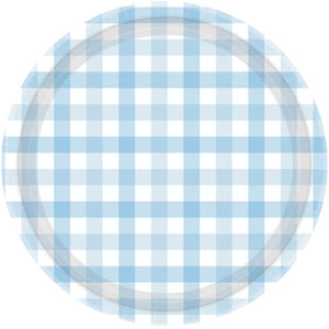 Tableware - Plates Pastel Blue Gingham NPC Paper Plate FSC 17cm 8pk