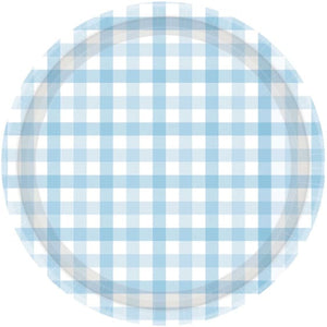 Tableware - Plates Pastel Blue Gingham NPC Paper Plate FSC 23cm 8pk