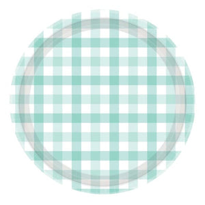 Tableware - Plates Pastel Mint Gingham NPC Paper Plate FSC 17cm 8pk