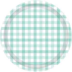 Tableware - Plates Pastel Mint Gingham NPC Paper Plate FSC 23cm 8pk