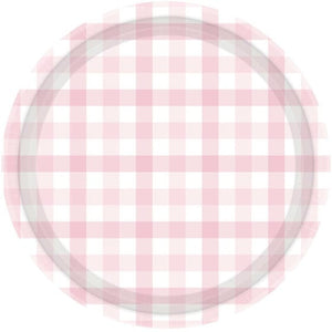 Tableware - Plates Pastel Pink Gingham NPC Paper Plate FSC 17cm 8pk