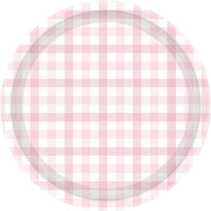 Tableware - Plates Pastel Pink Gingham NPC Paper Plate FSC 23cm 8pk