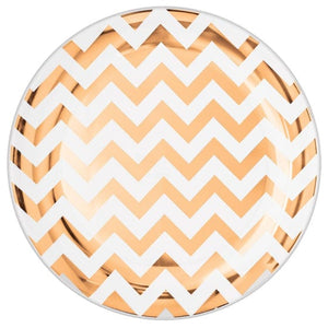 Tableware - Plates Rose Gold Premium Chevron Round Plastic Plates 19cm 20pk