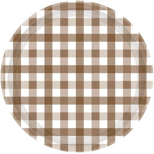 Tableware - Plates Teddy Brown Gingham Paper Plate FSC NPC 17cm 8pk