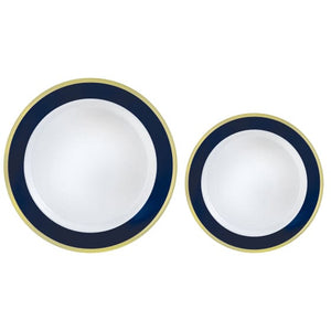 Tableware - Plates True Navy Border Hot Stamped Premium Plastic Plates 20pk