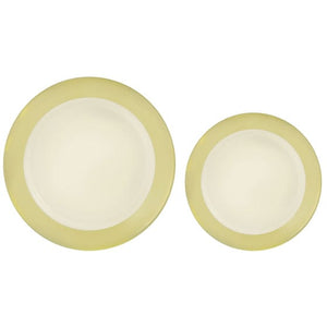 Tableware - Plates Vanilla Crème Bordered Hot Stamped Premium Plastic Plates 20pk