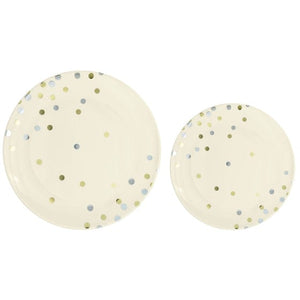 Tableware - Plates Vanilla Creme with Dots Hot Stamped Premium Plastic Plates 20pk