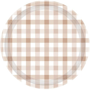 Tableware - Plates White Sand Gingham Paper Plate FSC NPC 17cm 8pk