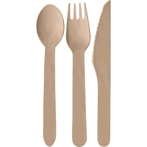 Tableware - Spoons, Forks, Knives & Tongs Natural Wooden Cutlery Set FSC 24pk