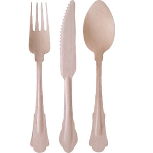 Tableware - Spoons, Forks, Knives & Tongs Natural Wooden Fan Cutlery Set FSC 24pk